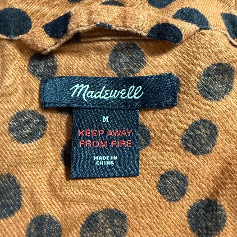 Madewell 100% Cotton Flannel 2 Piece Polka Dot Pajamas Rust Orange/Blk Sz M - Picture 6 of 7